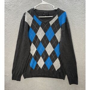 International Concepts Sweater Mens XL Multicolor Argyle Wool Blend Italian Yarn
